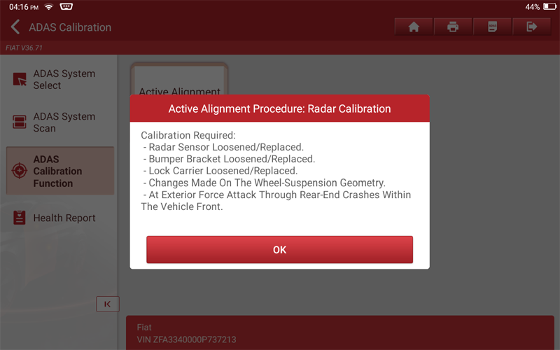 FIAT 500X Laser Radar Calibration 04