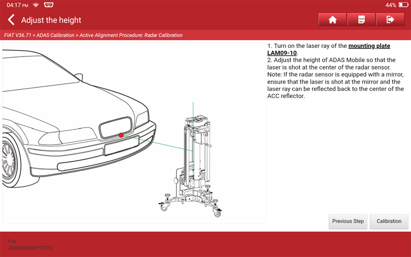 FIAT Aegea Laser Radar Calibration 13